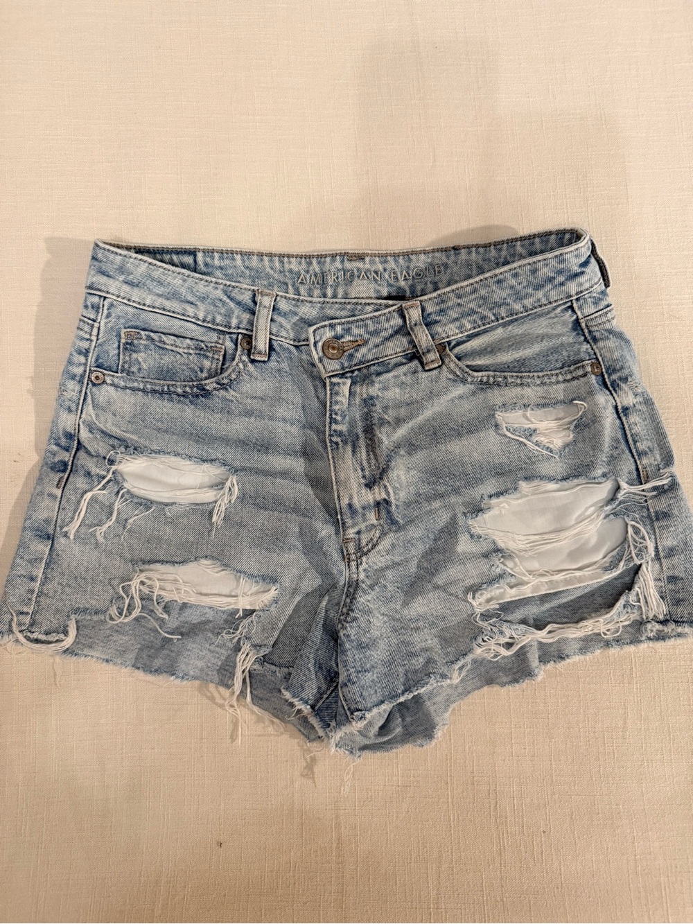 American Eagle Outfitters Light Wash Distressed Denim Shorts